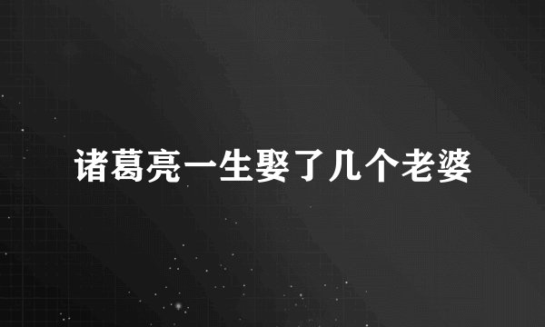 诸葛亮一生娶了几个老婆