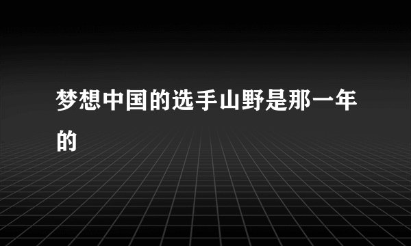梦想中国的选手山野是那一年的