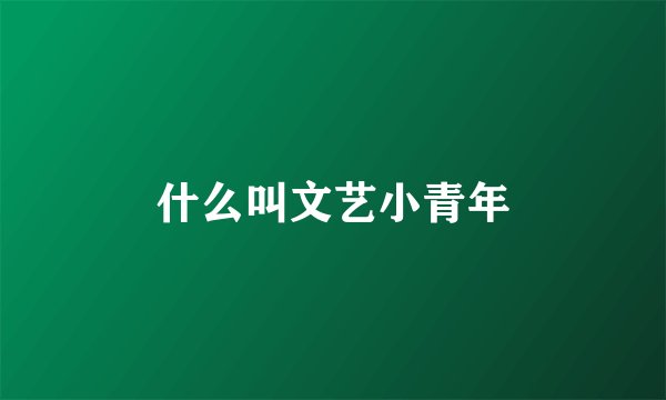 什么叫文艺小青年