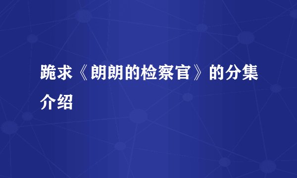 跪求《朗朗的检察官》的分集介绍