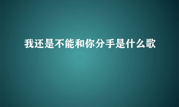 我还是不能和你分手是什么歌