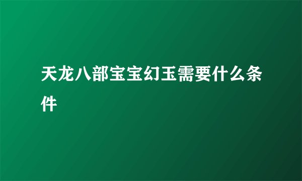 天龙八部宝宝幻玉需要什么条件