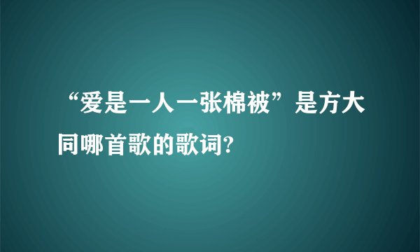 “爱是一人一张棉被”是方大同哪首歌的歌词?