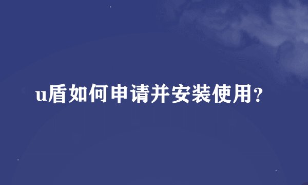 u盾如何申请并安装使用？