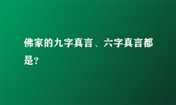 佛家的九字真言、六字真言都是?
