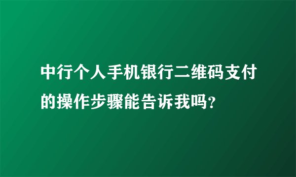 中行个人手机银行二维码支付的操作步骤能告诉我吗？