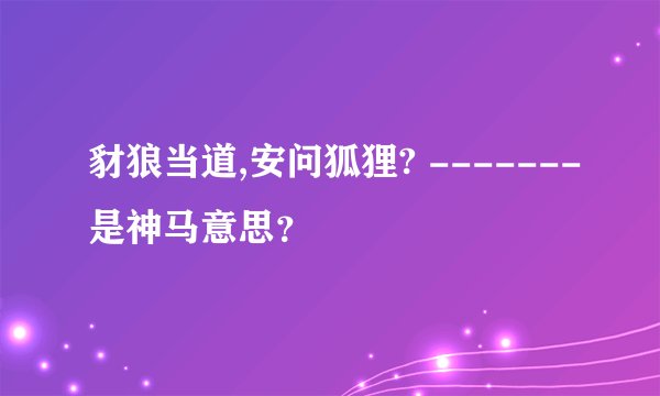 豺狼当道,安问狐狸? -------是神马意思？