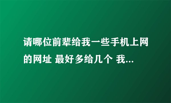 请哪位前辈给我一些手机上网的网址 最好多给几个 我是新手 请多写一些