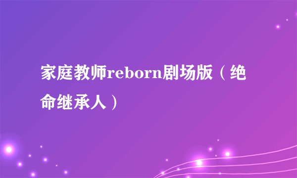 家庭教师reborn剧场版（绝命继承人）