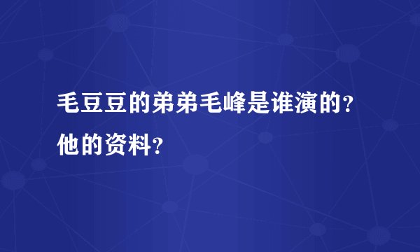 毛豆豆的弟弟毛峰是谁演的？他的资料？