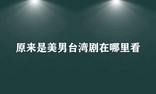 原来是美男台湾剧在哪里看