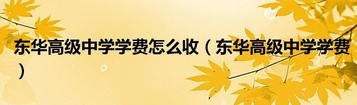 东华高级中学学费怎么收东华高级中学学费