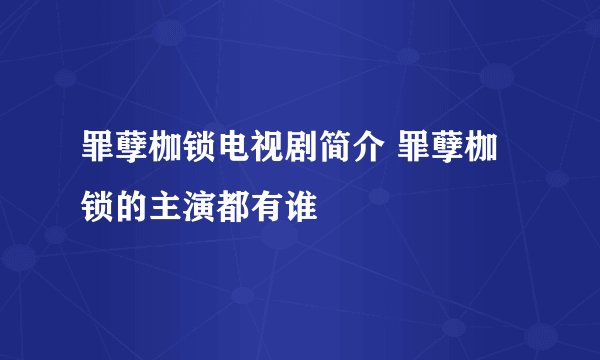 罪孽枷锁电视剧简介 罪孽枷锁的主演都有谁