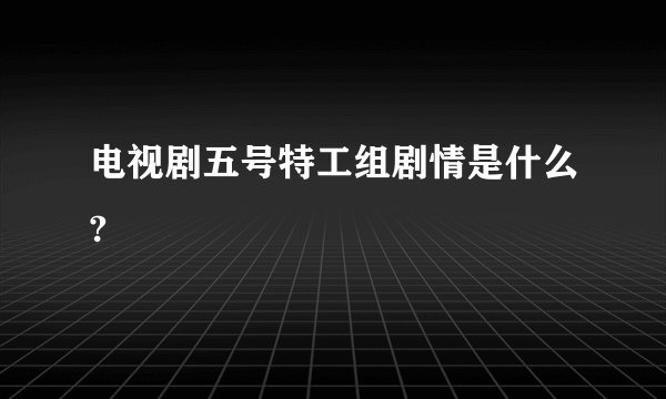 电视剧五号特工组剧情是什么?