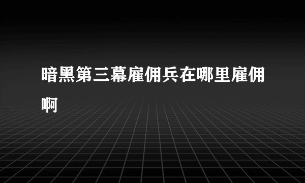 暗黑第三幕雇佣兵在哪里雇佣啊