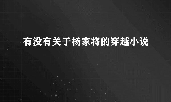 有没有关于杨家将的穿越小说