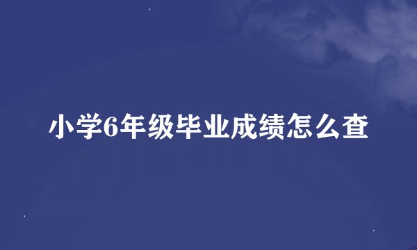 小学6年级毕业成绩怎么查