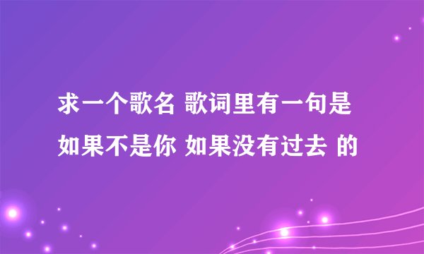 求一个歌名 歌词里有一句是 如果不是你 如果没有过去 的