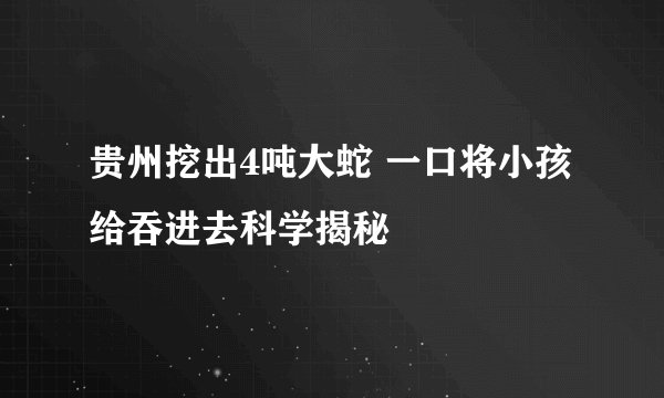 贵州挖出4吨大蛇 一口将小孩给吞进去科学揭秘