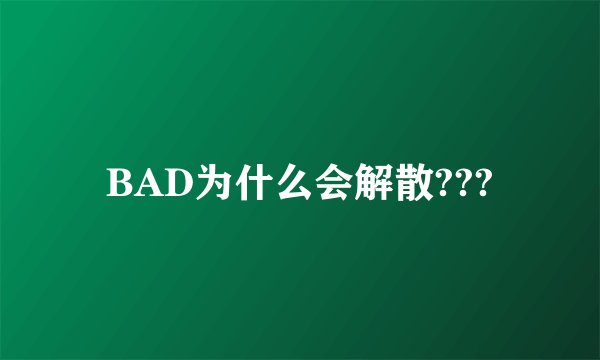 BAD为什么会解散???