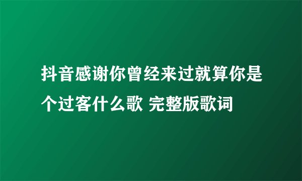 抖音感谢你曾经来过就算你是个过客什么歌 完整版歌词