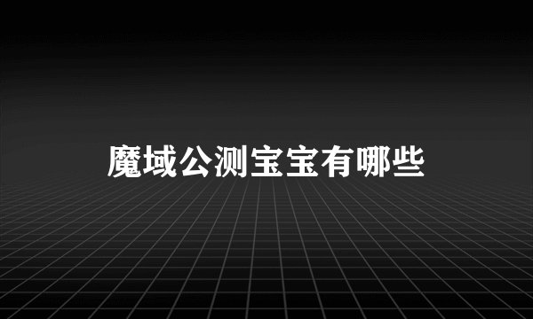魔域公测宝宝有哪些