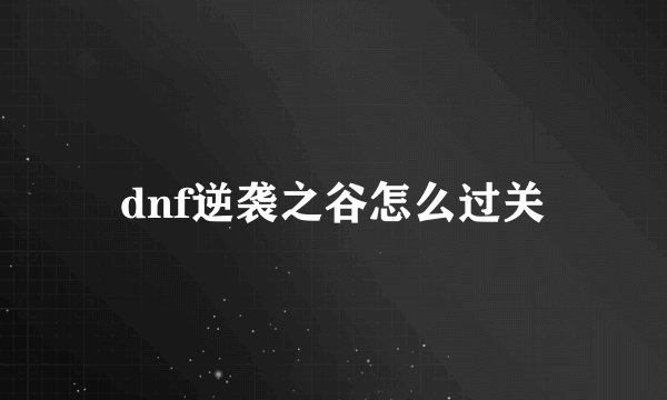 dnf逆袭之谷怎么过关