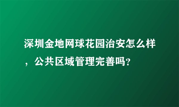 深圳金地网球花园治安怎么样，公共区域管理完善吗？