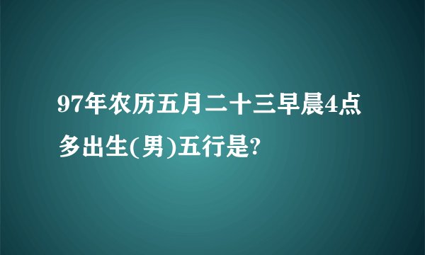 97年农历五月二十三早晨4点多出生(男)五行是?