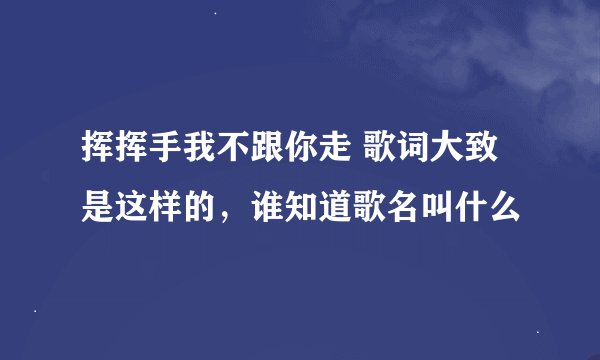 挥挥手我不跟你走 歌词大致是这样的，谁知道歌名叫什么