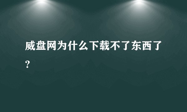 威盘网为什么下载不了东西了?
