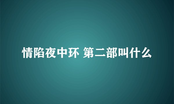 情陷夜中环 第二部叫什么