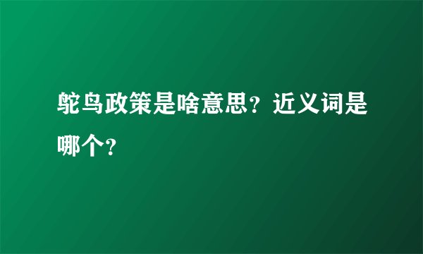 鸵鸟政策是啥意思？近义词是哪个？
