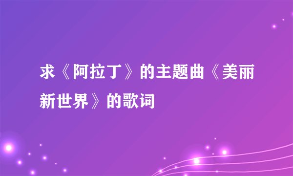 求《阿拉丁》的主题曲《美丽新世界》的歌词