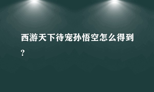 西游天下待宠孙悟空怎么得到?