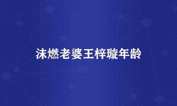 沫燃老婆王梓璇年龄