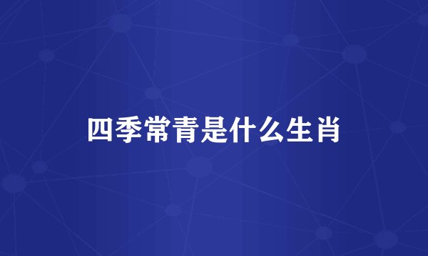 四季常青是什么生肖