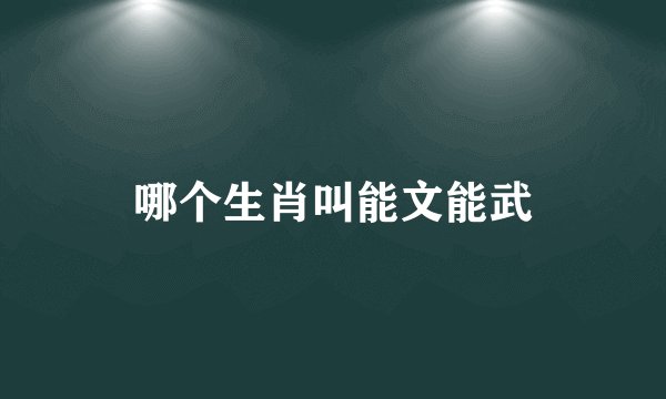 哪个生肖叫能文能武
