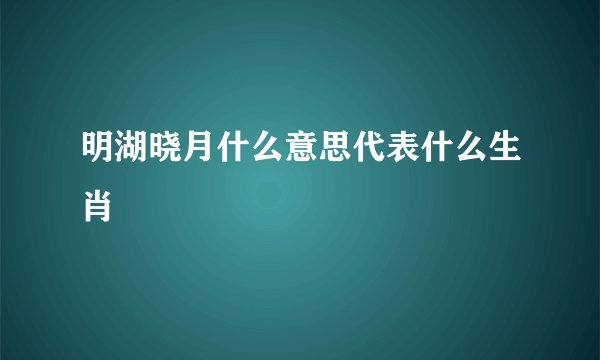明湖晓月什么意思代表什么生肖