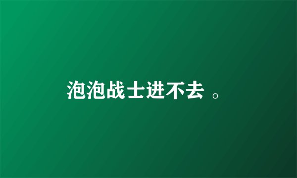 泡泡战士进不去 。