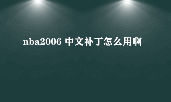 nba2006 中文补丁怎么用啊