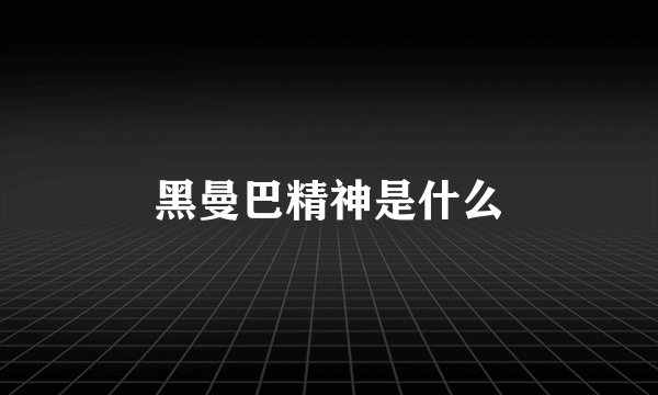 黑曼巴精神是什么