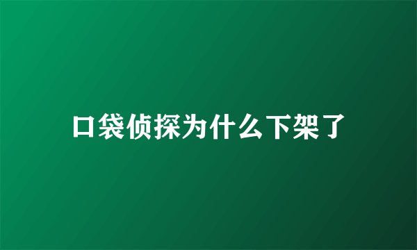 口袋侦探为什么下架了