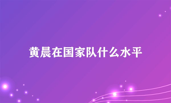 黄晨在国家队什么水平
