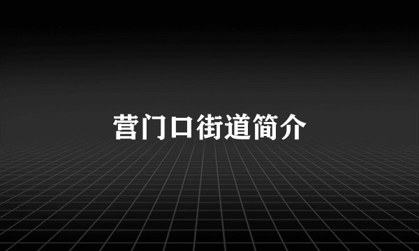 营门口街道简介
