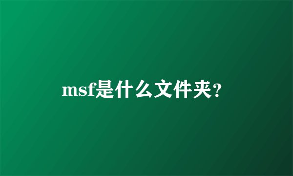 msf是什么文件夹？