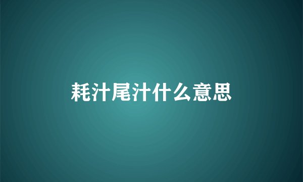 耗汁尾汁什么意思