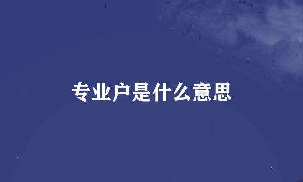 专业户是什么意思
