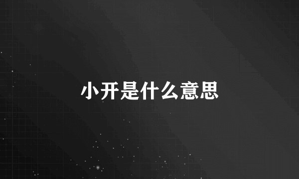 小开是什么意思