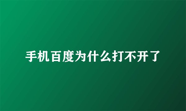 手机百度为什么打不开了